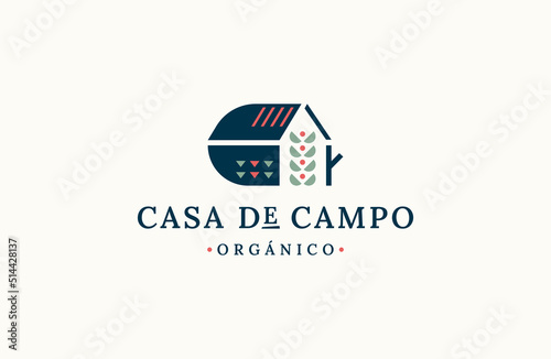 farm house logo icon design template flat vector illustration