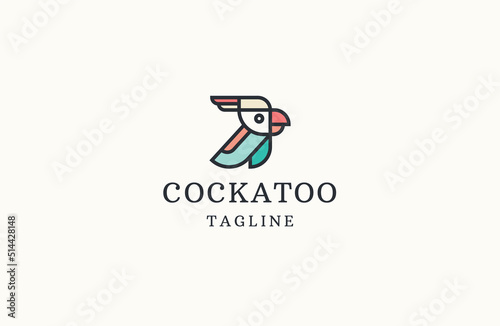 Cockatoo bird logo icon design template flat vector illustration