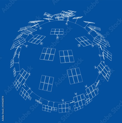 Solar Panels on Earth Concept. Vector