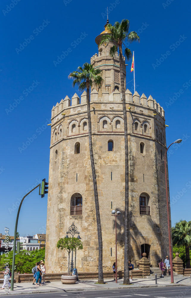 Historic Golden Tower in the center of Sevilla, Spain