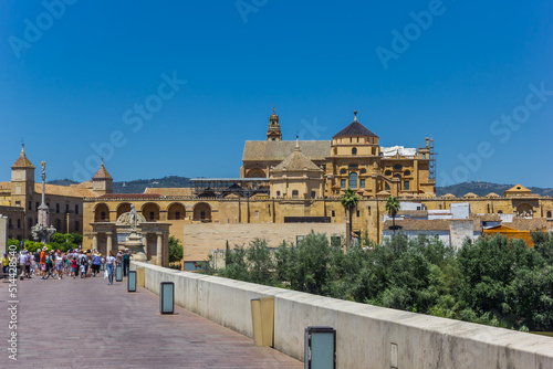 Roman bridge and mosque cathedral in Cordoba, Spain