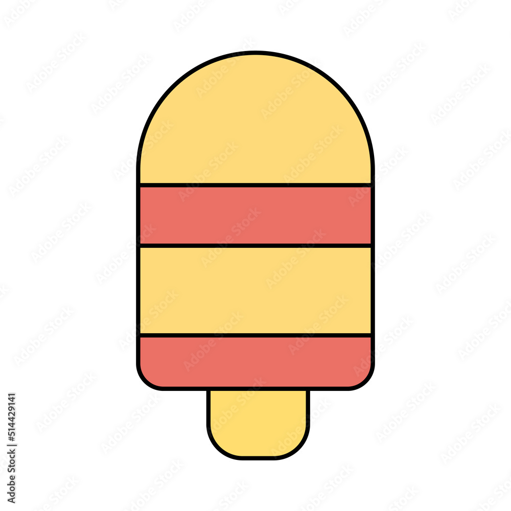 Ice cream Vector flat outline icon. Comic character in cartoon style illustration for t shirt design Ice cream Vector flat outline icon. Comic character in cartoon style illustration for t shirt design