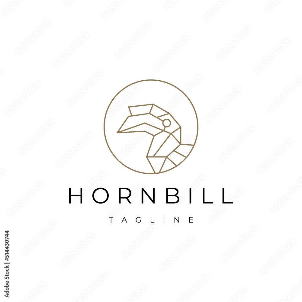 Fototapeta premium Hornbill geometric logo vector icon design template