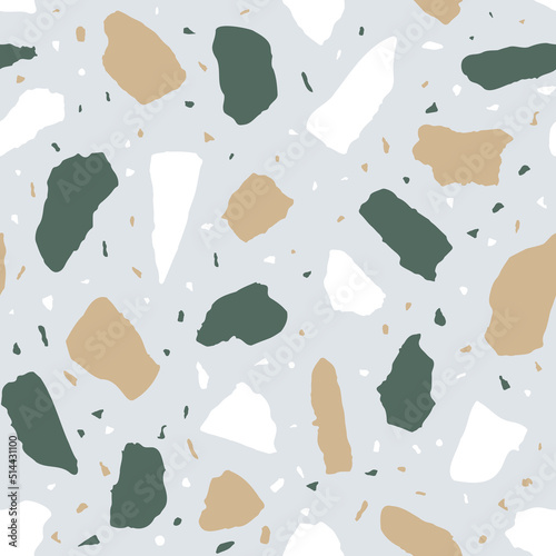 Vector Terrazzo seamless pattern. Abstract italian flooring stone, concrete m...