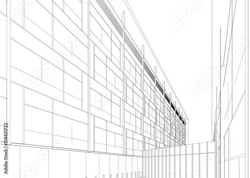 Architectural sketch of modern building