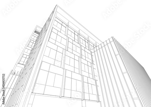 Architectural sketch of modern building