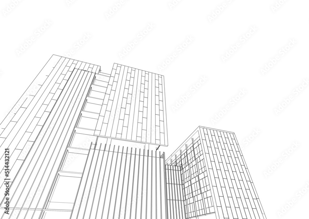Fototapeta premium sketch of modern building