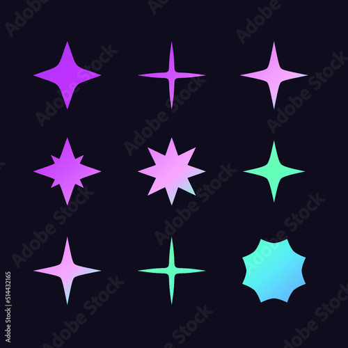 Set of stars and sparkles. Abstract design elements.