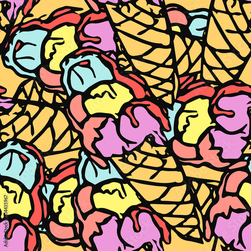 seamless ice cream pattern. vector doodle illustration with ice cream icon. pattern with ice cream