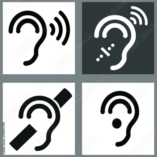 Hearing impaired icon set flat design illustration