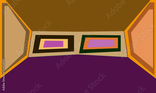 Wallpaper Design. Geometric pattern. Room, background. Abstract composition, shapes, angles. Cubism. Avant-garde art. Modern. Contemporary trendy vector illustration