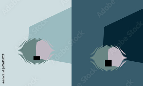 Wallpaper Design. Geometric pattern. Circle, zigzag. Abstract composition, shapes, angles. Cubism. Avant-garde art. Modern. Contemporary trendy vector illustration