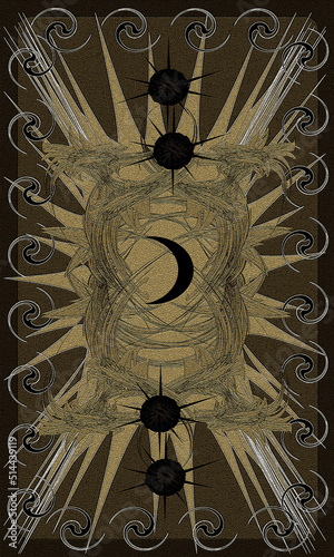 Tarot card back design. Black Moon photo