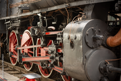 Close Up on Details of an Old Locomotive
