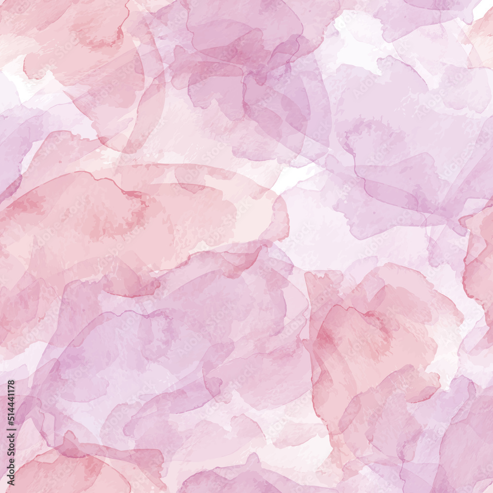 Vector watercolor abstract seamless pattern with red and pink brush strokes