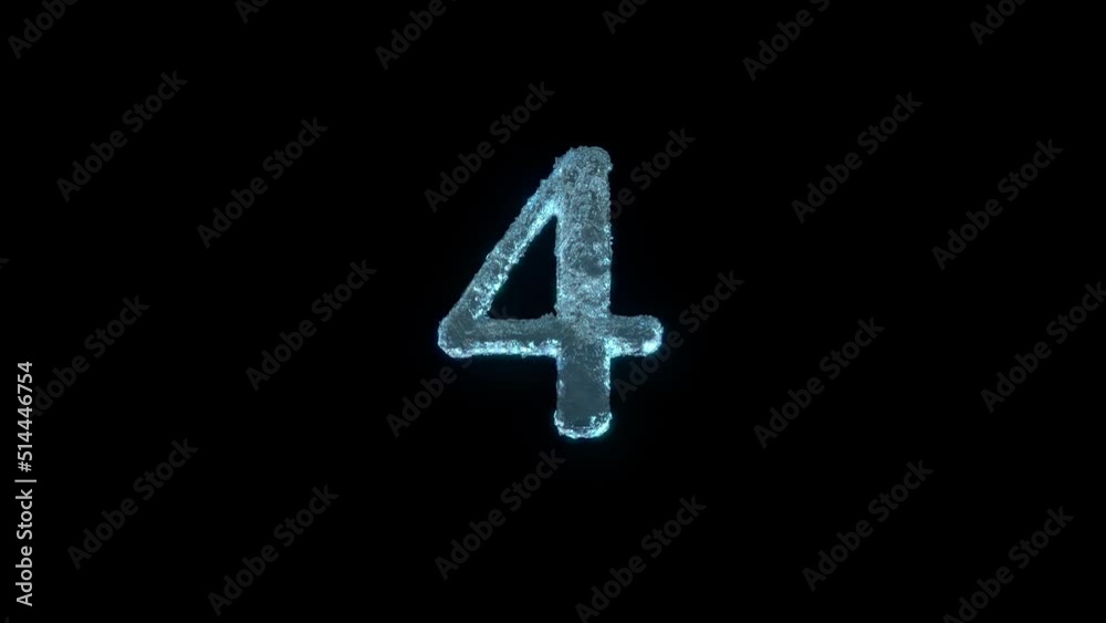 Emergence of the Number 4 of Ice Isolated On Black With Alpha Matte. Emergence of the Number 4 of Ice Isolated On Black With Alpha Matte.