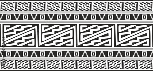 Vector monochrome seamless Native American border. Endless pattern of indigenous peoples of America, Aztecs, Mayans, Incas. Native American ornament