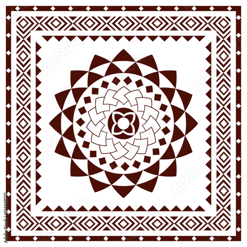 Tribal scarf pattern. Polynesian Maori style design for woman hijab, boho carpet, bandana, neckwear, batik, rug, shawl, pillow case. square pattern design style
