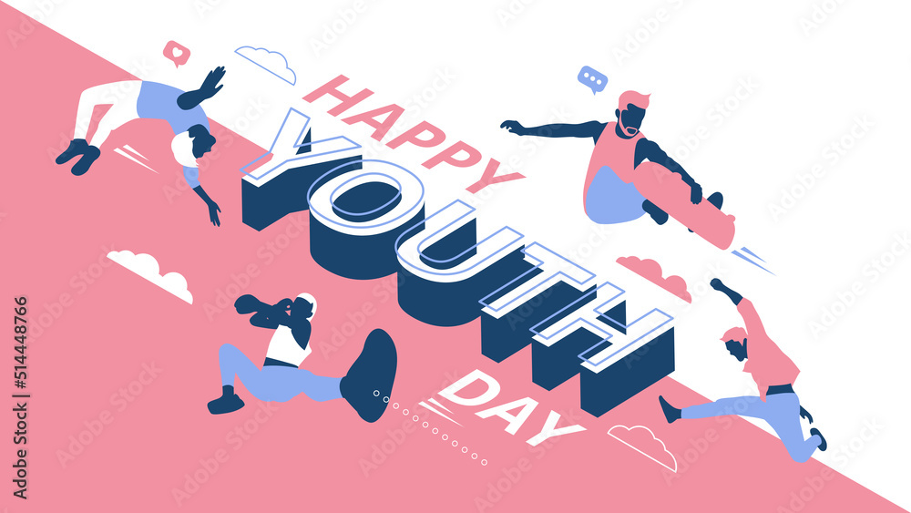 Flat international youth day illustration Flat international youth day illustration