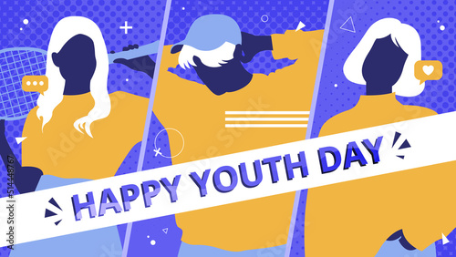 Happy international youth day illustration