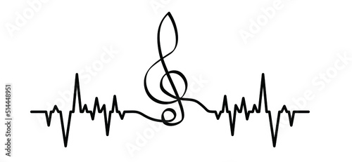 Heartbeat line parten. Musical note element icon or symbol. Flat vector notes wave sign. Heart beat line pulse waves. Staff sign.