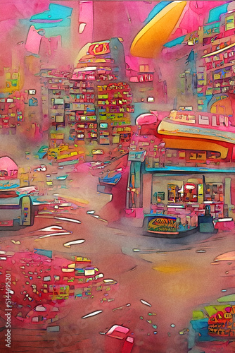 abstract candy city colourful digital art