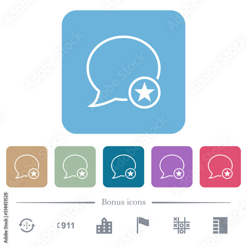 Message marked outline flat icons on color rounded square backgrounds