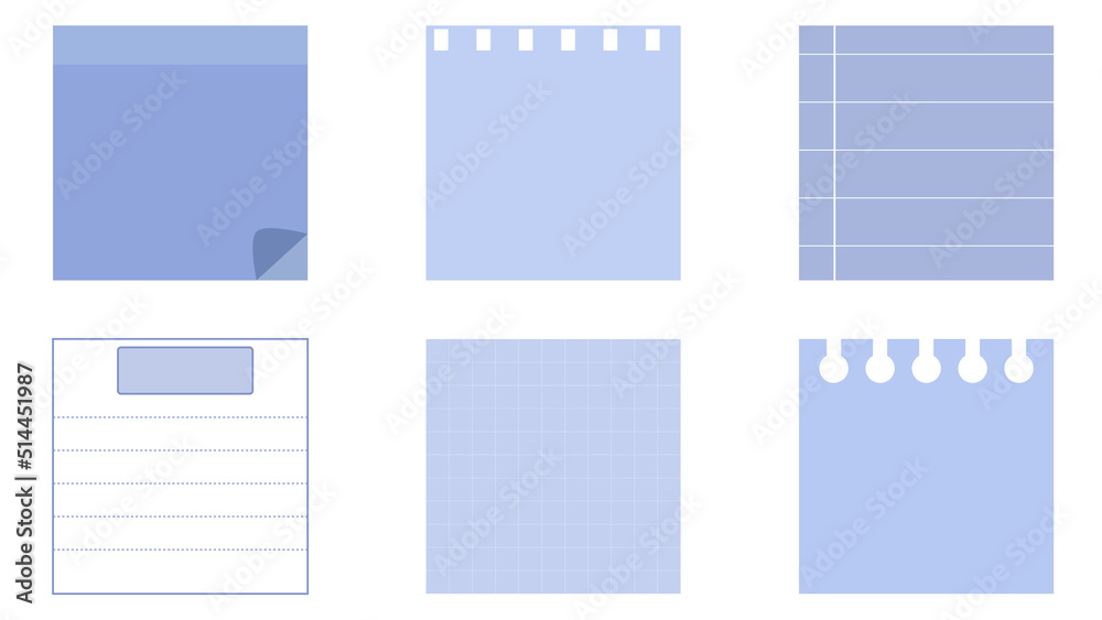 set of the soft pastel blue paper template, notepad, memo, sticky note, reminder, and planner illustration. cute, simple, and printable perfect for your design set of the soft pastel blue paper template, notepad, memo, sticky note, reminder, and planner illustration. cute, simple, and printable perfect for your design