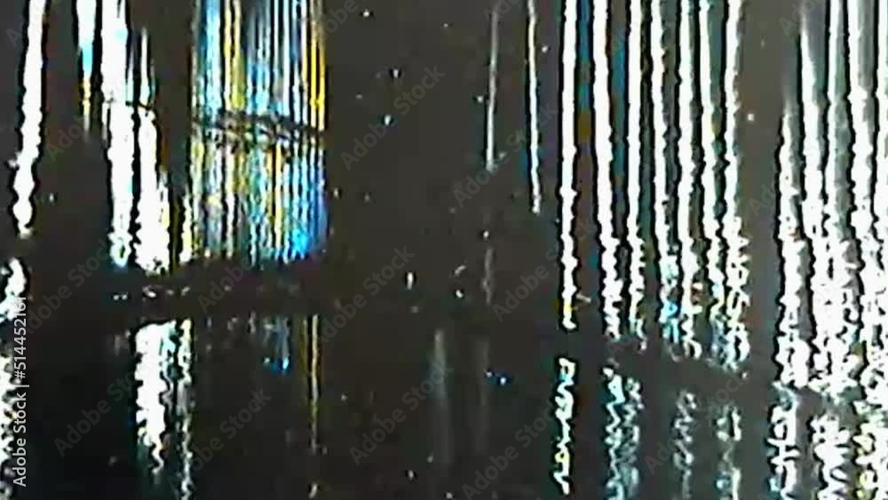 VHS glitch overlay. Analog distortion texture. Transition effect. Blue orange white black color flicker vibration wave noise artifacts on dark abstract background. VHS glitch overlay. Analog distortion texture. Transition effect. Blue orange white black color flicker vibration wave noise artifacts on dark abstract background.