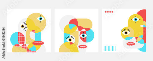 Geometric abstract background, street wall art concept, festival, street fair, carnival event poster, banner design. Vector design and illustration