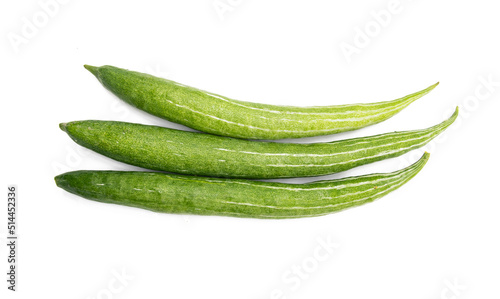 Obraz na płótnie Three Snake gourd isolated on white background. top view w salonie