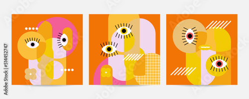 Geometric abstract background, street wall art concept, festival, street fair, carnival event poster, banner design. Vector design and illustration