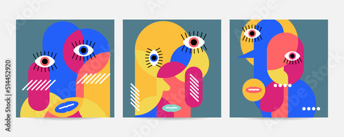 Geometric abstract background, street wall art concept, festival, street fair, carnival event poster, banner design. Vector design and illustration