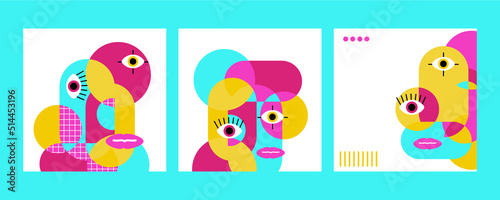 Geometric abstract background, street wall art concept, festival, street fair, carnival event poster, banner design. Vector design and illustration