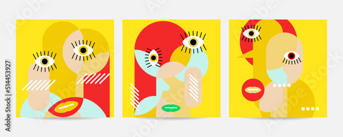 Geometric abstract background, street wall art concept, festival, street fair, carnival event poster, banner design. Vector design and illustration