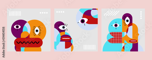 Geometric abstract background, street wall art concept, festival, street fair, carnival event poster, banner design. Vector design and illustration