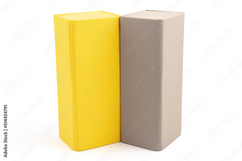 Yellow and grey box for decorate or keep something on white background. Yellow and grey box for decorate or keep something on white background.