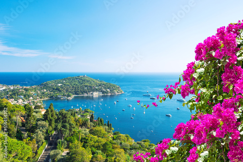Fototapeta Naklejka Na Ścianę i Meble -  Mediterranean sea landscape Summer holidays background rhododendron flowers