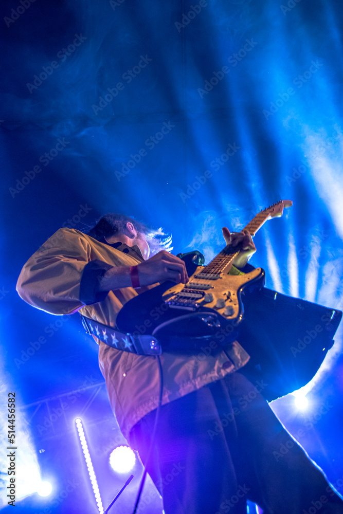 Obraz premium Person with a guitar performing in the concert