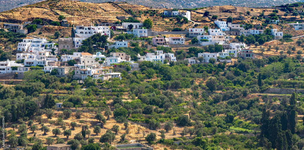 View of Melanes village at Naxos in Cyclades Islands. Greece.