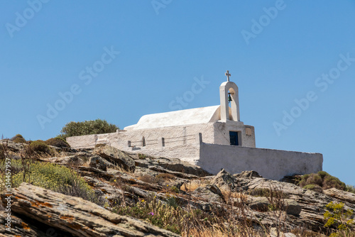 Naxos Greece 06-02-2022. Orthodox church at Melanes traditional village in Naxos. Greece. photo