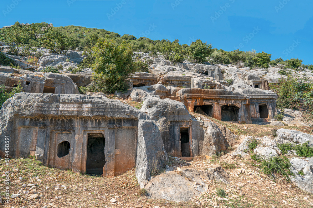 The remains of the ancient city of Limyra, are situated on the Kumluca-Finike road 11 km after Kumluca, in Zengerler village, and on the mountain hillsides to the  Finike plain, Antalya