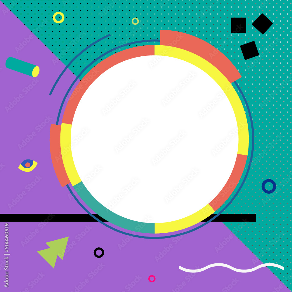 Fototapeta premium abstract colorful background in 90s style with memphis elements