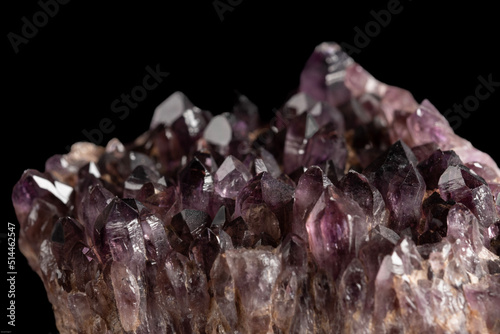 amethyst crystals on a black background