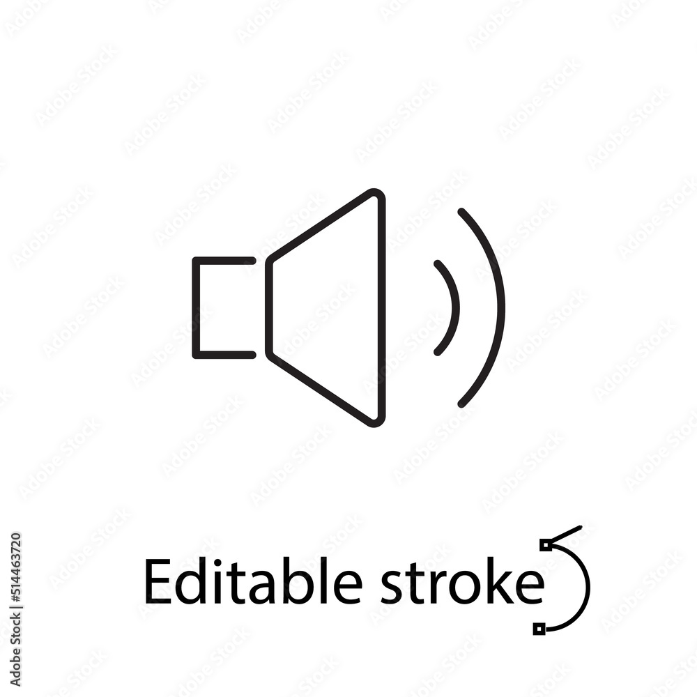 Megaphone outline icon. Volume sound. Warning sign. Customizable linear contour symbol. Isolated vector illustration Megaphone outline icon. Volume sound. Warning sign. Customizable linear contour symbol. Isolated vector illustration
