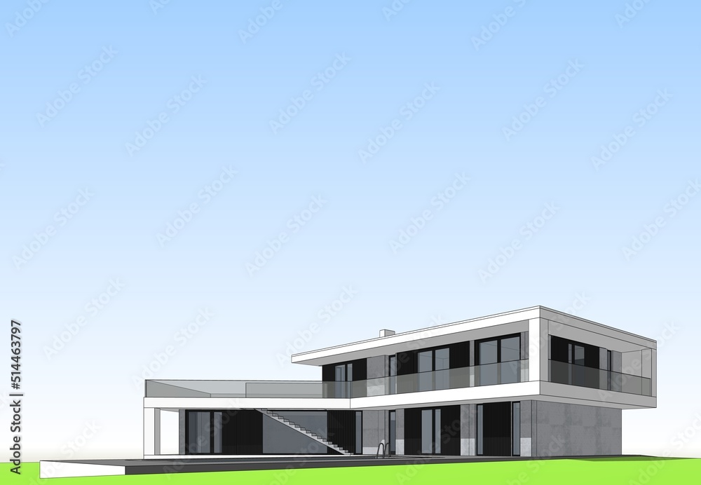 Modern house architectural drawing