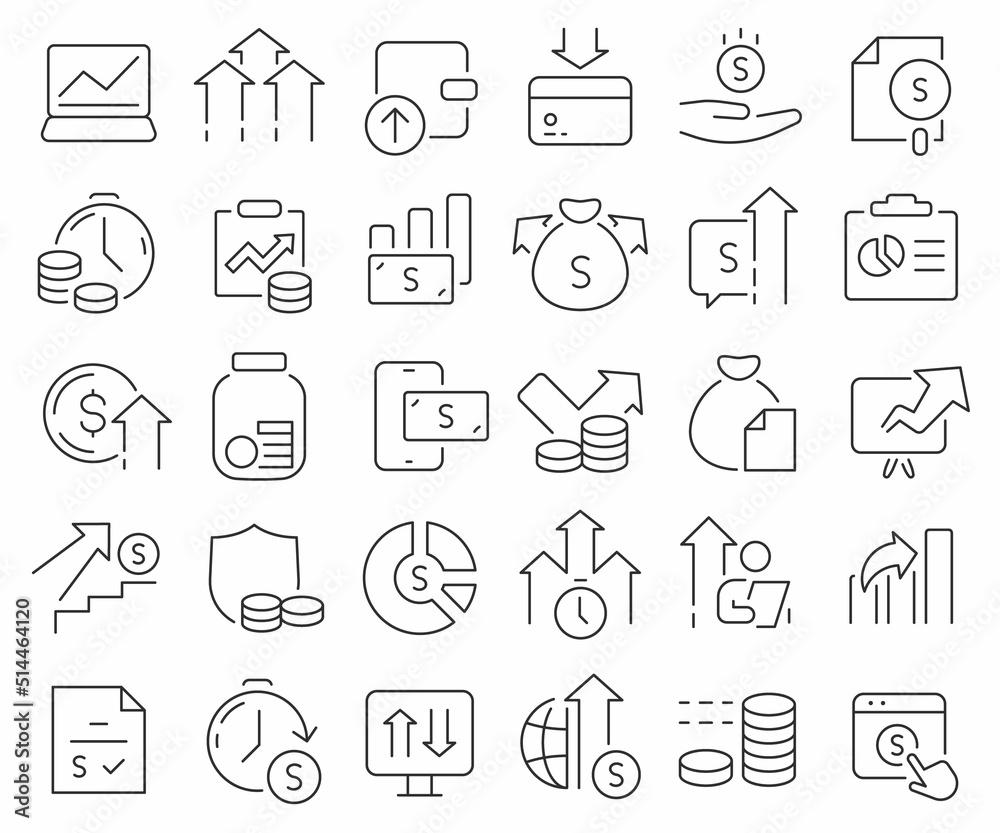 Profit line icons collection. Thin outline icons pack. Vector illustration eps10