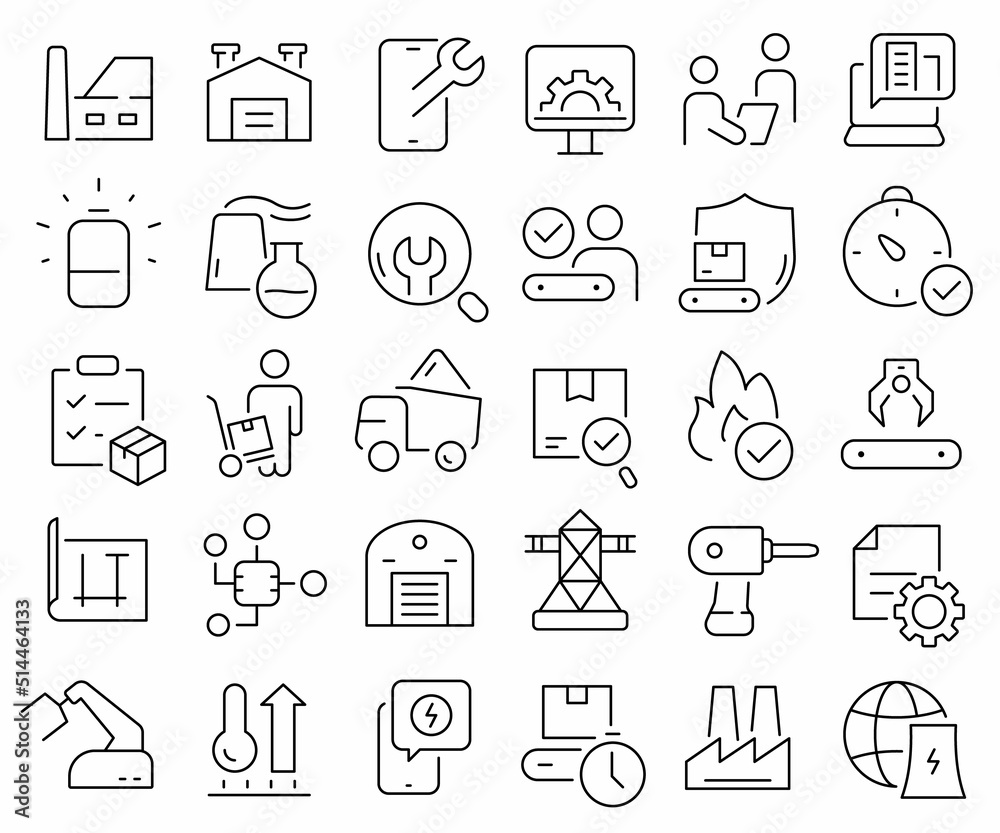 Industry line icons collection. Thin outline icons pack. Vector illustration eps10 Industry line icons collection. Thin outline icons pack. Vector illustration eps10