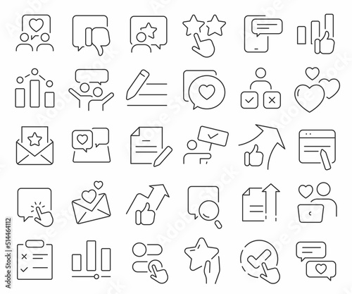 Feedback line icons collection. Thin outline icons pack. Vector illustration eps10