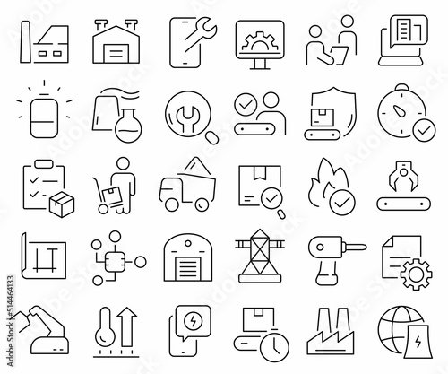 Industry line icons collection. Thin outline icons pack. Vector illustration eps10